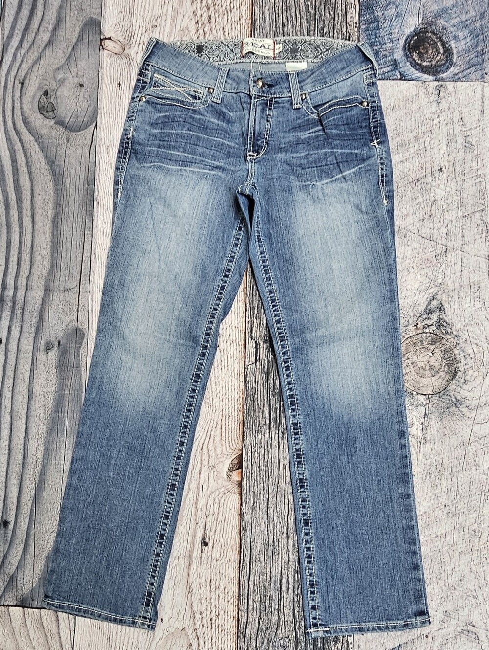 Ariat REAL Denim Women’s Size 31R Thick Stitch Straight Leg Jeans Western